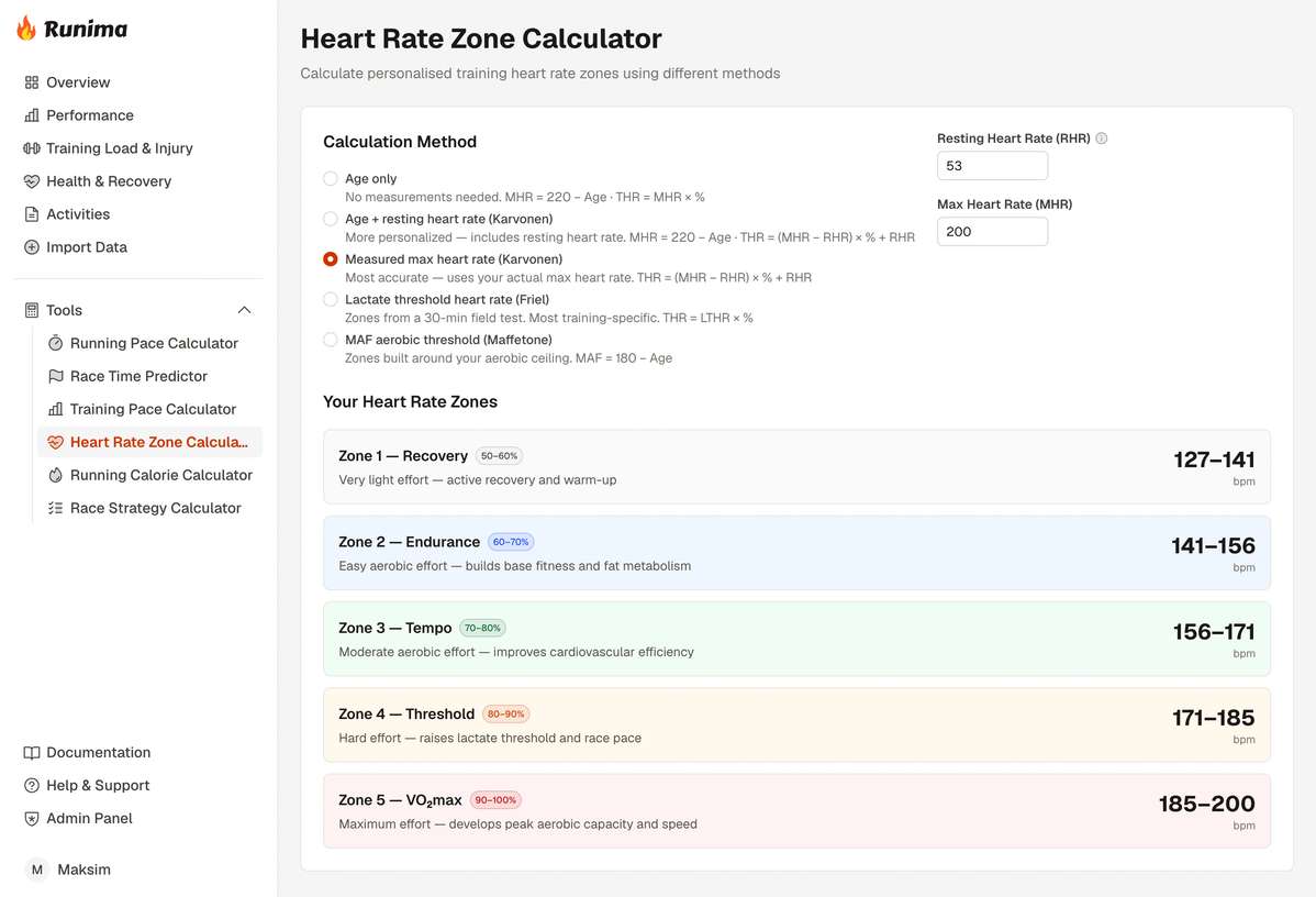 Runima Built-in Calculators view